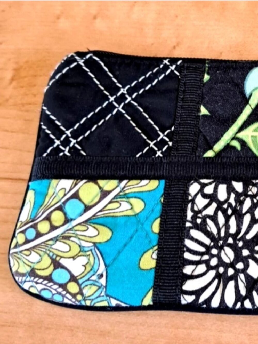 Vera Bradley Black Peacock Spectator Clutch Wallet Cosmetic Case. New